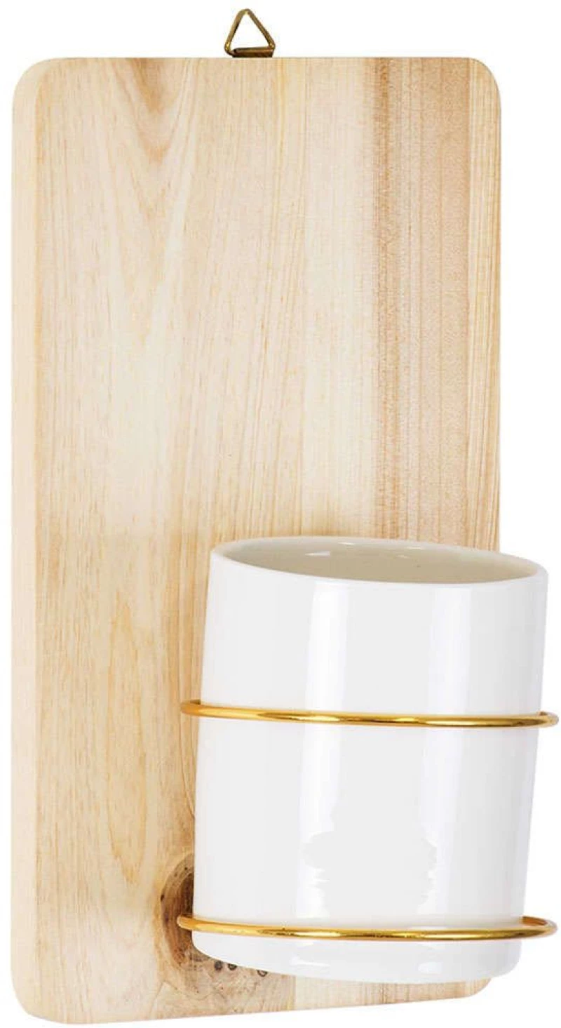 Κασπώ Ikaria 20472 Φ13x23cm Multi-Gold GloboStar Κεραμικό,Ξύλο