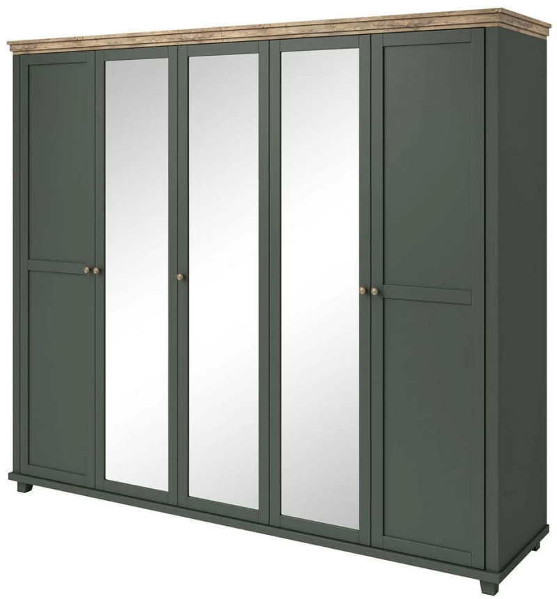 Ντουλάπα Πεντάφυλλη Capel 162283969 246x62x216cm Oak-Green Πεντάφυλλη