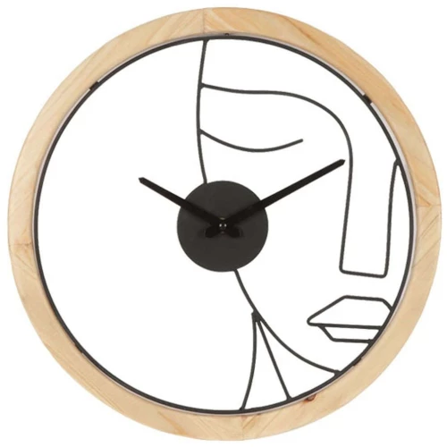 Ρολόι Τοίχου Πρόσωπο 15-00-94231 Φ40x3,5cm Natural-Black Marhome Μέταλλο,Ξύλο