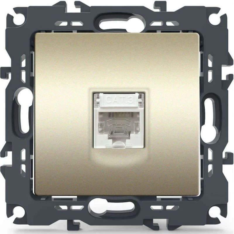 Πρίζα Τηλεφώνου Χωνευτή Prime 1000113004 1xRJ11 CAT3 Champagne Aca