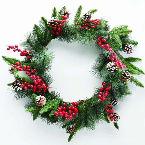 Χριστουγεννιάτικο Στεφάνι Berries & Κουκουνάρια X165012 50cm Multi Aca
