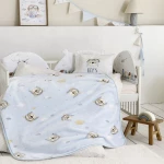Κουβέρτα Βρεφική Boy's World Βελουτέ White-Blue Nima Αγκαλιάς 80X110cm Βελούδο,Polyester
