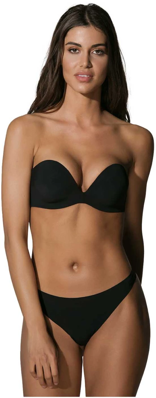LUNA ΣΟΥΤΙΕΝ STRAPLESS ΜΕ ΔΙΠΛΗ ΠΡΟΟΔΕΥΤΙΚΗ ΕΝΙΣΧΥΣΗ SUPER PUSH UP 11062 - ΜΑΥΡΟ