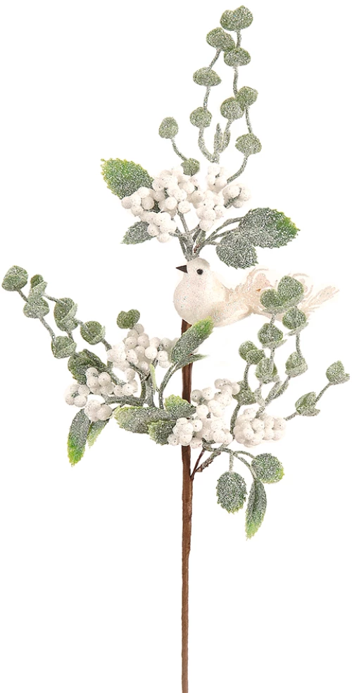 Κλαδί με λευκό πουλί 55cm Vetur BV 92289