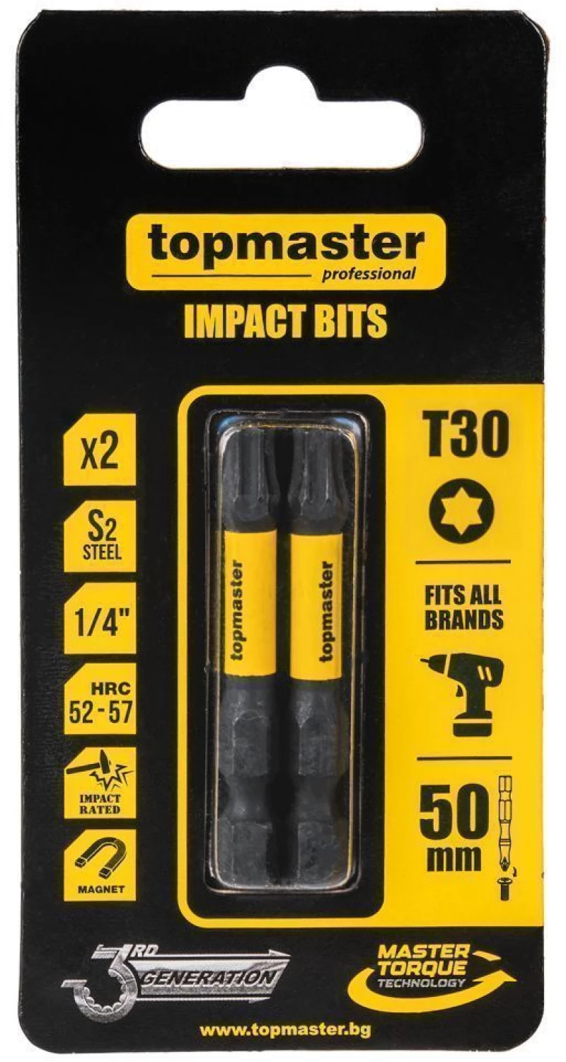 Μύτες Κατσαβιδιού Impact Torx  με Μέγεθος TX30 50mm 2τεμ. 338740 TOP MASTER