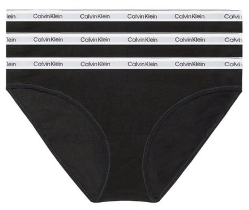 Γυναικεία Μπικίνι Σλιπ Calvin Klein - Μαύρα - λευκό λάστιχο - 3 pack - Cotton