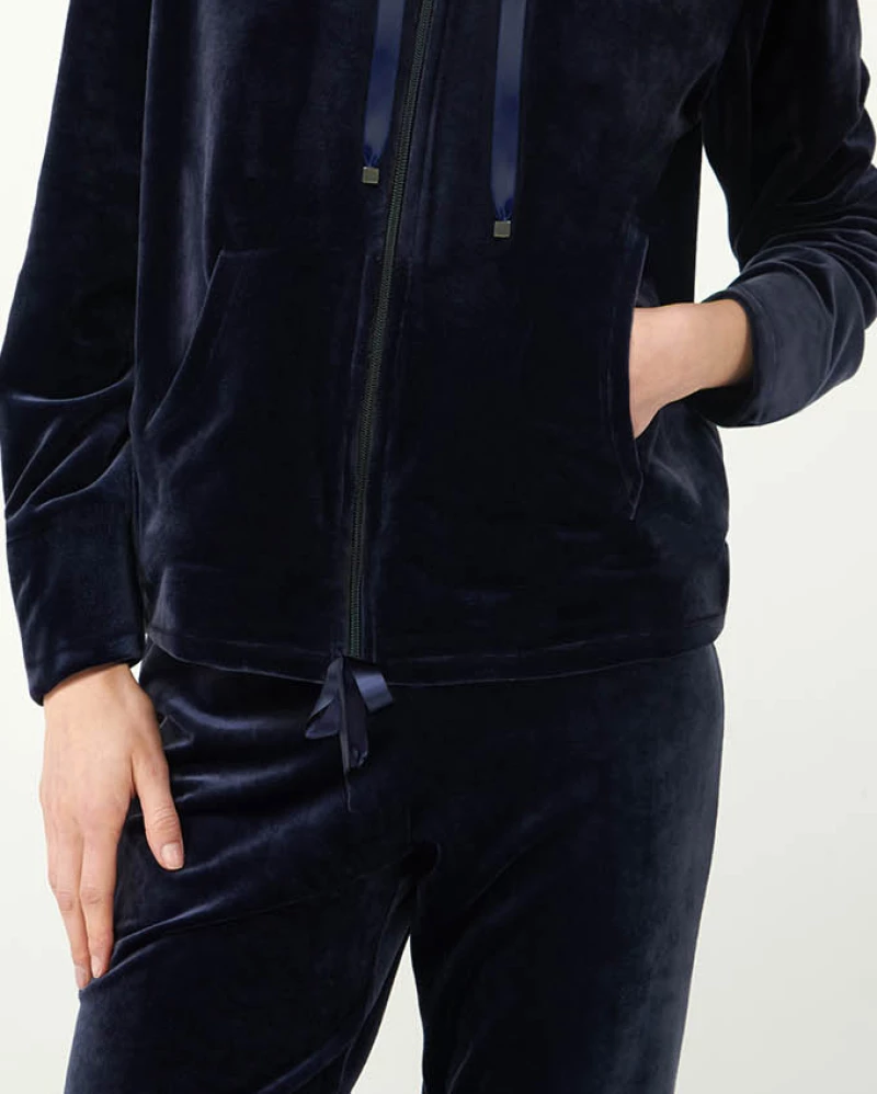 Γυναικεία φόρμα Vamp - Homewear Set - Μπλε Βελούδο - Regular Fit - Cotton