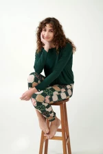 Vamp - Πυτζαμα Viscose με Patchwork μοτίβο - GREEN TIMBER