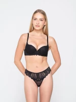 Γυναικείο Σουτιέν Balconette Luna Sylvie - Μαύρο - Δαντέλα - Cup D - Polyamide - Regular Fit