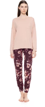 Γυναικεία Πυτζάμα Pink Label - Floral Print - Ροζ - Cotton - Regular Fit