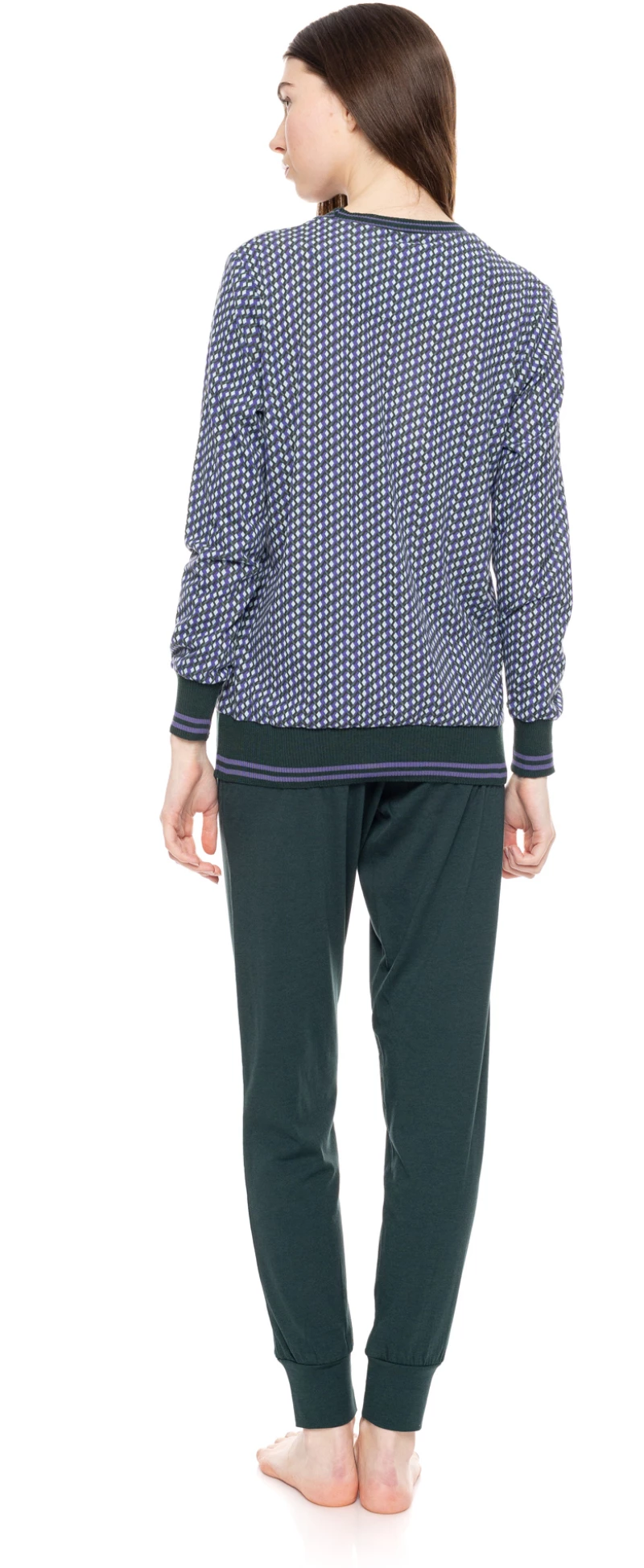 Γυναικεία Πυτζάμα Pink Label - Εμπριμέ μπλούζα - Navy παντελόνι - Cotton - Regular Fit