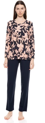 Γυναικεία Πυτζάμα Pink Label - Εμπριμέ μπλούζα - Navy παντελόνι - Cotton - Regular Fit