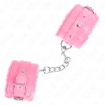 KINK - PREMIUM FUR LINED WRIST RESTRAINTS PINK WITH PINK BELT ADJUSTABLE 17-29 CM X 6 CM
