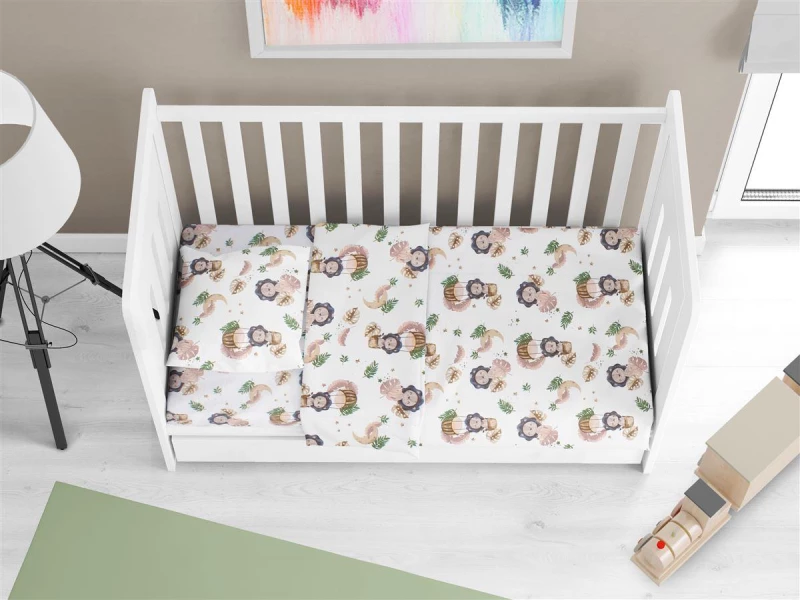 Σεντόνια Εμπριμέ Σετ 3 τεμ bebe Lion 532 120X160 Beige 100%  Cotton
