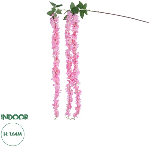 GloboStar® Artificial Garden PINK WISTERIA FLOWER BRANCH 21518 Τεχνητό Διακοσμητικό κλαδί Βιστέρια Ροζ Φ45 x Υ164cm