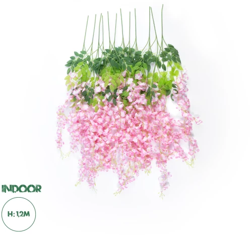 GloboStar® Artificial Garden PALE PINK WISTERIA FLOWER BRANCH 21511 Σετ 12 Τεχνητά Διακοσμητικά κλαδιά Βιστέριας Απαλό Ροζ Φ45 x Υ120cm