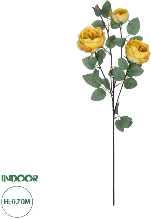 GloboStar® Artificial Garden YELLOW CLIMBING ROSE BRANCH 21186 Τεχνητό Διακοσμητικό Κλαδί Τριαντάφυλλο Κίτρινο Y70cm