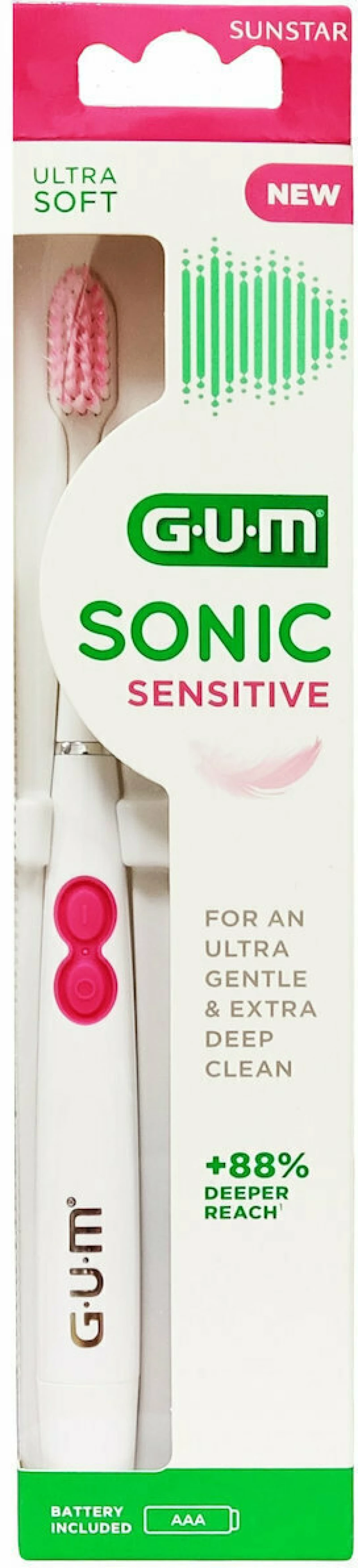 GUM Sonic Sensitive Ultra Soft 4101 Ηλεκτρική Οδοντόβουρτσα Μπαταρίας Λευκή