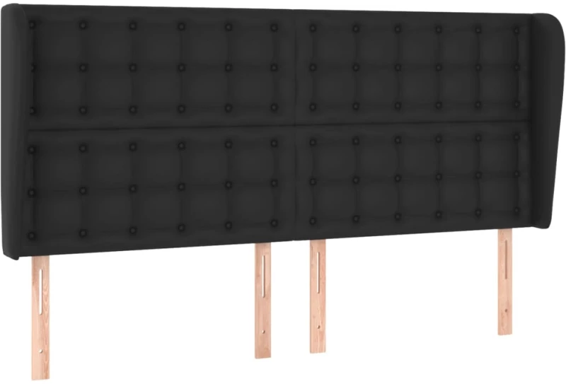 vidaXL Κεφαλάρι με Πτερύγια Μαύρο 183x23x118/128 εκ.Συνθ. Δέρμα