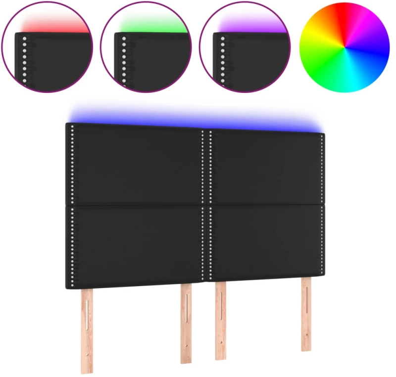 vidaXL Κεφαλάρι Κρεβατιού LED Μαύρο 144x5x118/128 εκ