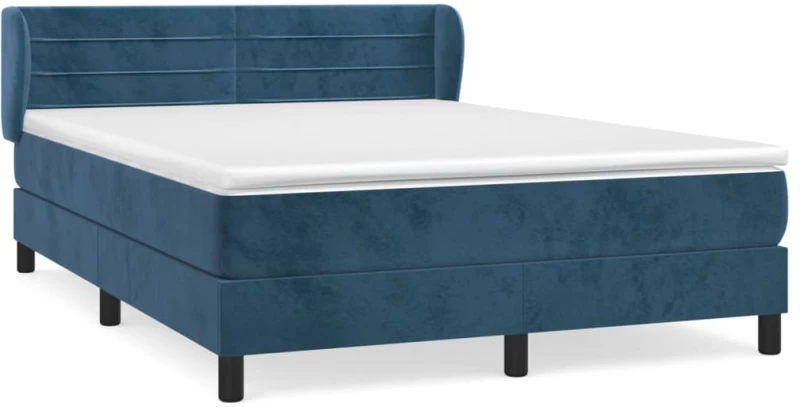 vidaXL Κρεβάτι Boxspring με Στρώμα Σκούρο Μπλε 140x200 εκ. Βελούδινο