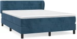 vidaXL Κρεβάτι Boxspring με Στρώμα Σκούρο Μπλε 140x200 εκ. Βελούδινο