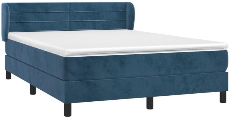 vidaXL Κρεβάτι Boxspring με Στρώμα Σκούρο Μπλε 140x200 εκ. Βελούδινο