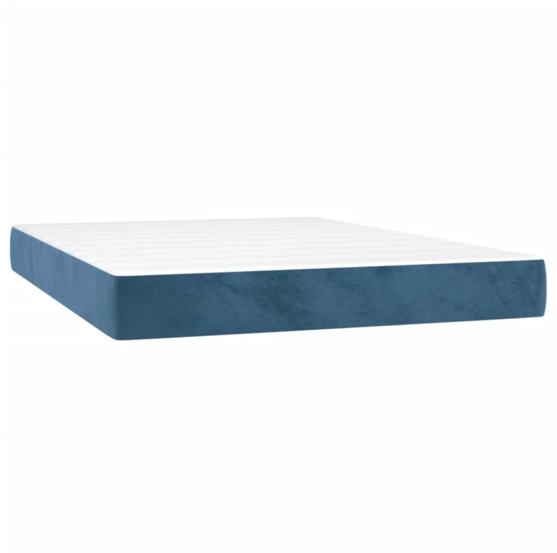 vidaXL Κρεβάτι Boxspring με Στρώμα Σκούρο Μπλε 140x200 εκ. Βελούδινο
