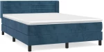 vidaXL Κρεβάτι Boxspring με Στρώμα Σκούρο Μπλε 140x200 εκ. Βελούδινο