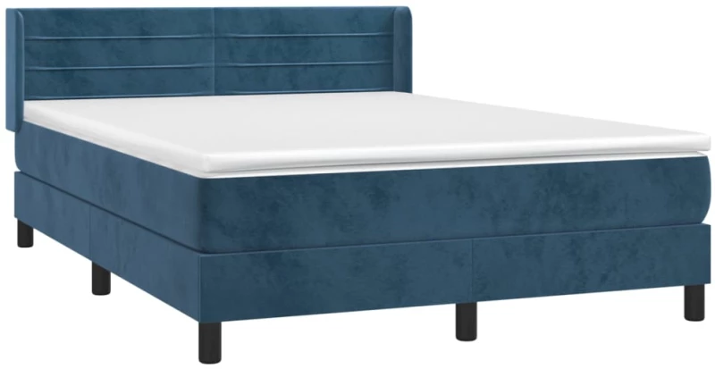 vidaXL Κρεβάτι Boxspring με Στρώμα Σκούρο Μπλε 140x200 εκ. Βελούδινο