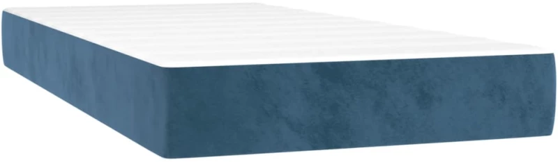vidaXL Κρεβάτι Boxspring με Στρώμα & LED Σκ. Μπλε 90x190 εκ. Βελούδινο