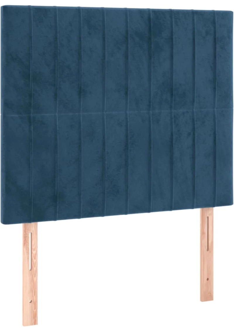 vidaXL Κρεβάτι Boxspring με Στρώμα & LED Σκ. Μπλε 90x190 εκ. Βελούδινο