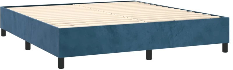 vidaXL Κρεβάτι Boxspring με Στρώμα & LED Σκ. Μπλε 160x200εκ. Βελούδινο