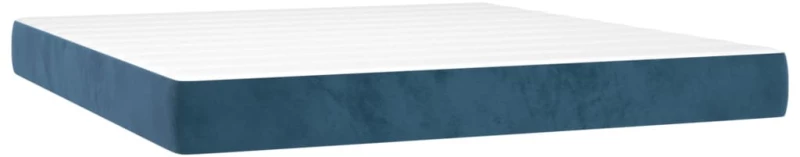 vidaXL Κρεβάτι Boxspring με Στρώμα & LED Σκ. Μπλε 160x200εκ. Βελούδινο