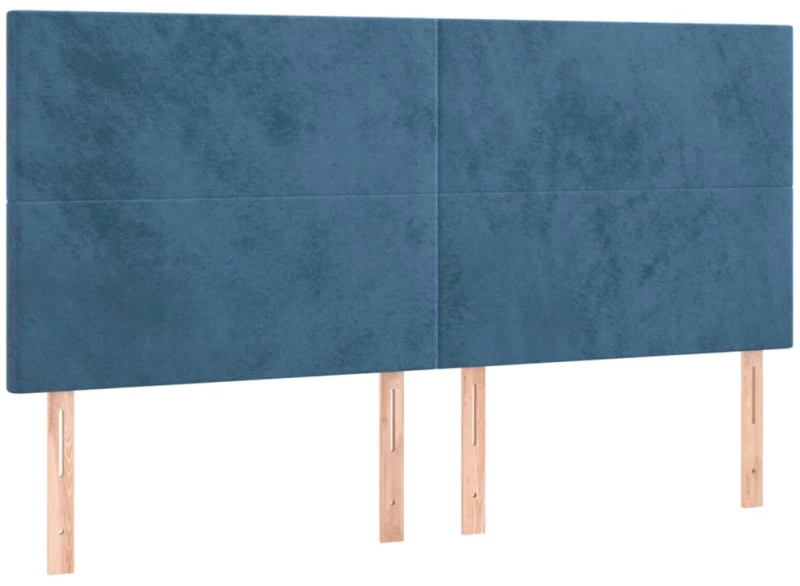 vidaXL Κρεβάτι Boxspring με Στρώμα & LED Σκ. Μπλε 160x200εκ. Βελούδινο
