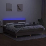 vidaXL Κρεβάτι Boxspring με Στρώμα & LED Taupe 180x200 εκ. Υφασμάτινο