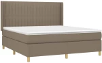 vidaXL Κρεβάτι Boxspring με Στρώμα & LED Taupe 180x200 εκ. Υφασμάτινο