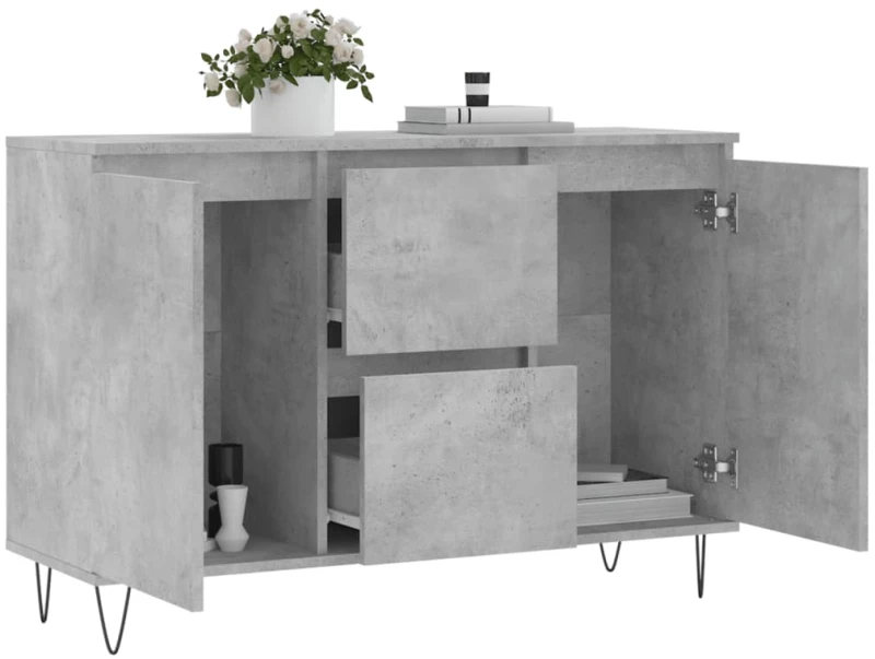 vidaXL Μπουφές Γκρι Σκυροδέματος 104x35x70 εκ. από Επεξεργασμένο Ξύλο