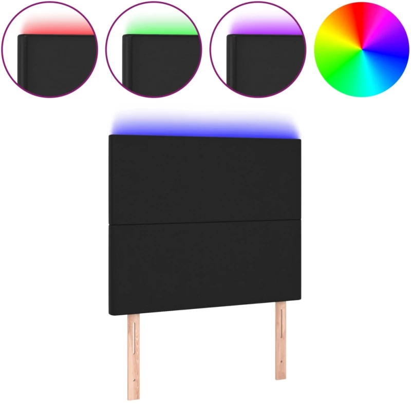 vidaXL Κεφαλάρι Κρεβατιού LED Μαύρο 100x5x118/128 εκ