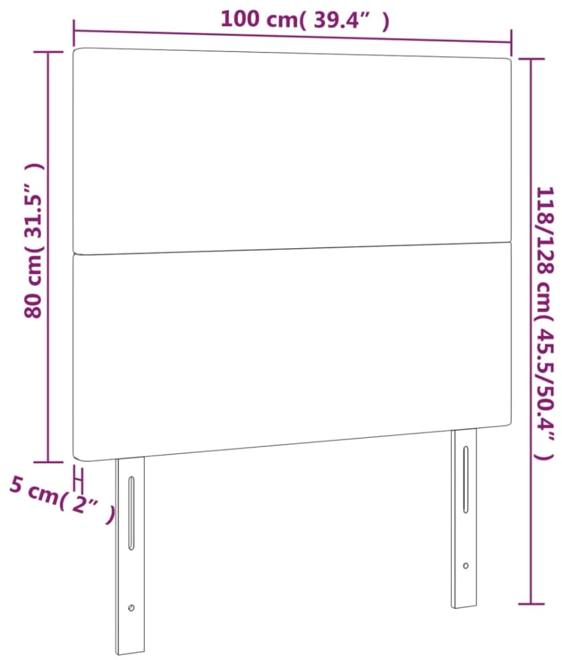 vidaXL Κεφαλάρι Κρεβατιού LED Μαύρο 100x5x118/128 εκ