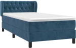vidaXL Κρεβάτι Boxspring με Στρώμα Σκούρο Μπλε 90x190 εκ. Βελούδινο