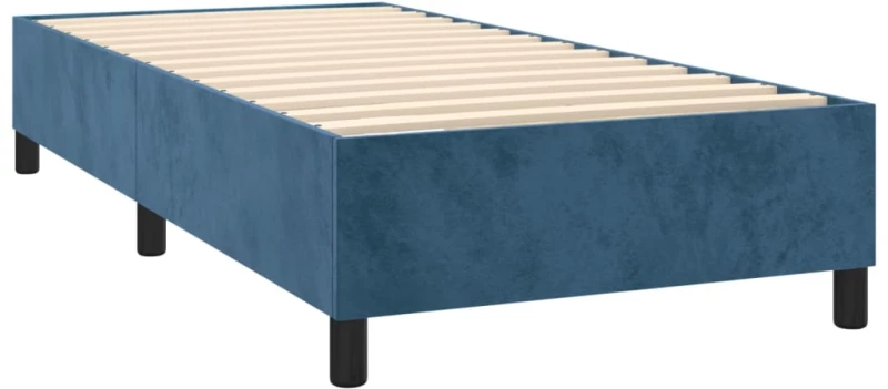 vidaXL Κρεβάτι Boxspring με Στρώμα & LED Σκ. Μπλε 90x190 εκ. Βελούδινο