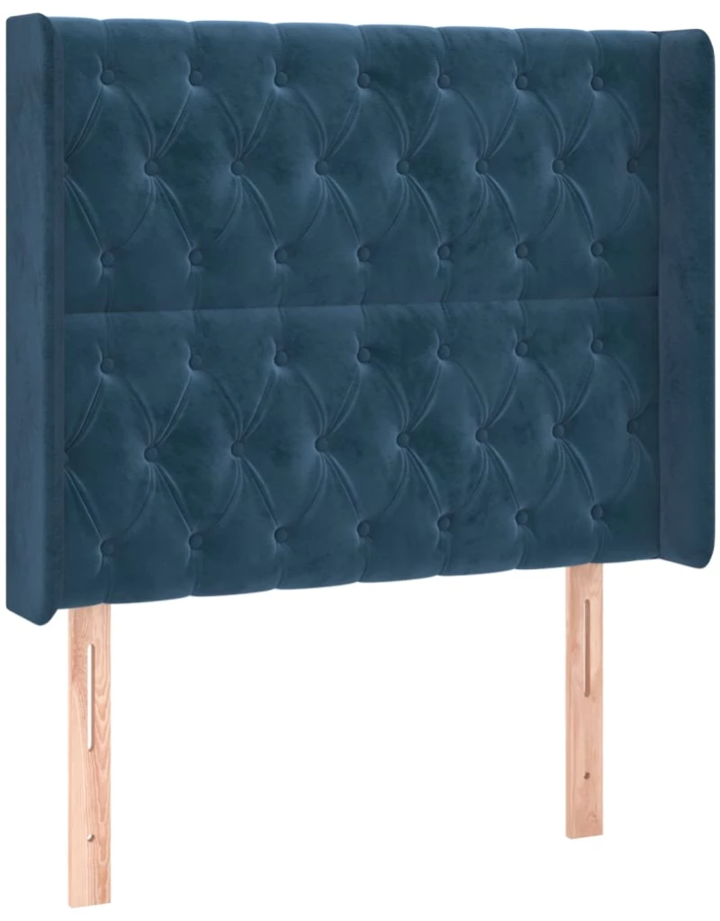 vidaXL Κρεβάτι Boxspring με Στρώμα & LED Σκ. Μπλε 90x190 εκ. Βελούδινο