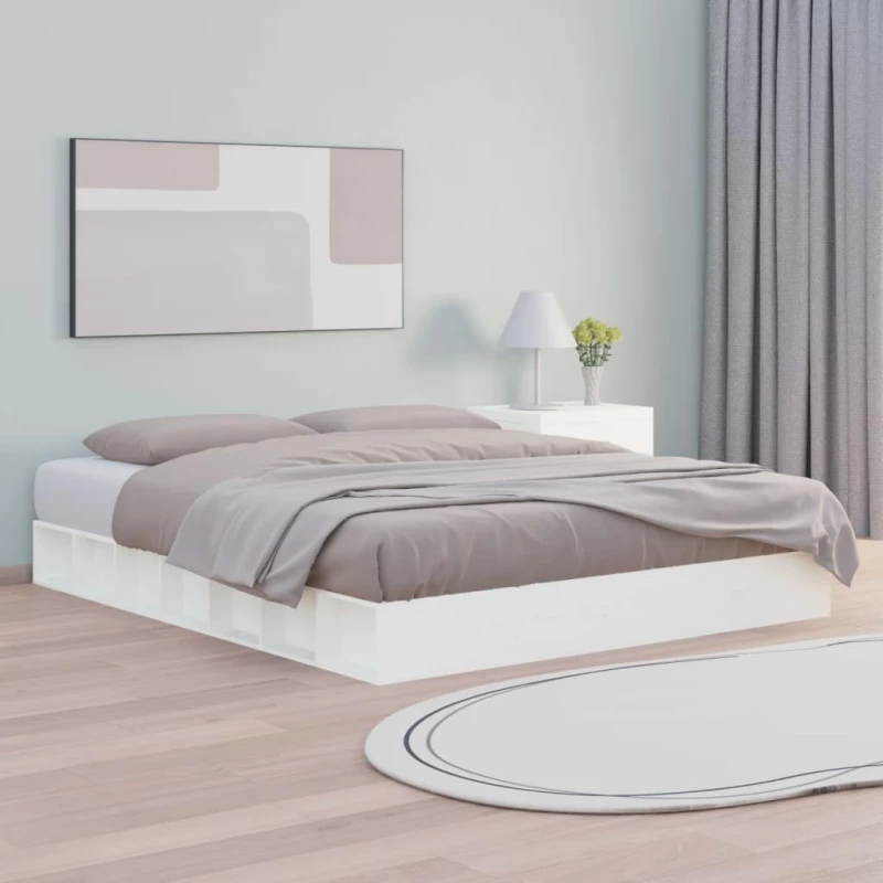 vidaXL Πλαίσιο Κρεβατιού Λευκό 180 x 200 εκ. Μασίφ Ξύλο Super King