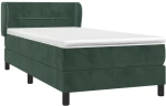 vidaXL Κρεβάτι Boxspring με Στρώμα Σκούρο Πράσινο 100x200εκ. Βελούδινο