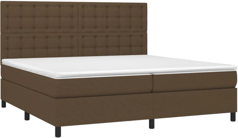 vidaXL Κρεβάτι Boxspring με Στρώμα Σκούρο Καφέ 200x200 εκ. Υφασμάτινο