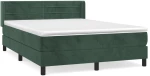 vidaXL Κρεβάτι Boxspring με Στρώμα Σκούρο Πράσινο 140x190εκ. Βελούδινο