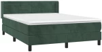 vidaXL Κρεβάτι Boxspring με Στρώμα Σκούρο Πράσινο 140x190εκ. Βελούδινο