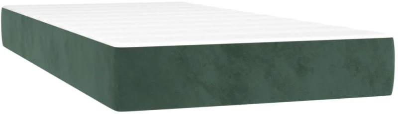 vidaXL Κρεβάτι Boxspring με Στρώμα Σκούρο Πράσινο 90x200 εκ. Βελούδινο