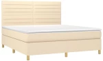 vidaXL Κρεβάτι Boxspring με Στρώμα & LED Κρεμ 160x200 εκ. Υφασμάτινο